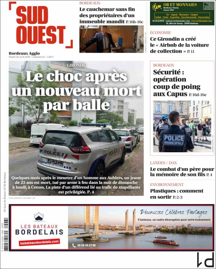 Portada de Sud Ouest (Francia)