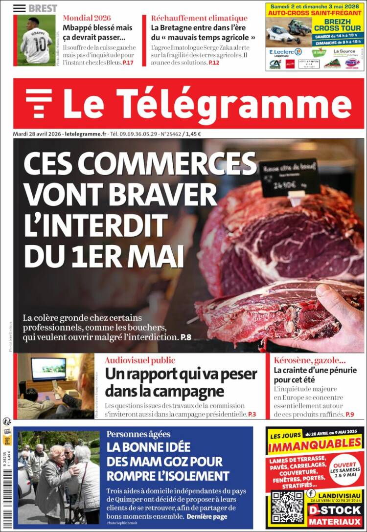 Portada de Télégramme (Francia)
