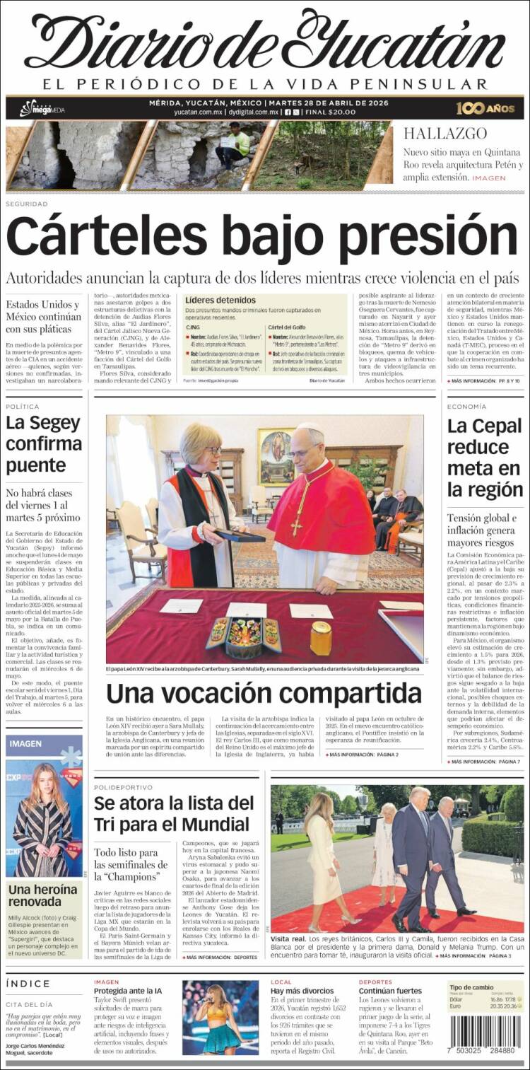 Portada de Diario de Yucatán (M&eacute;xico)