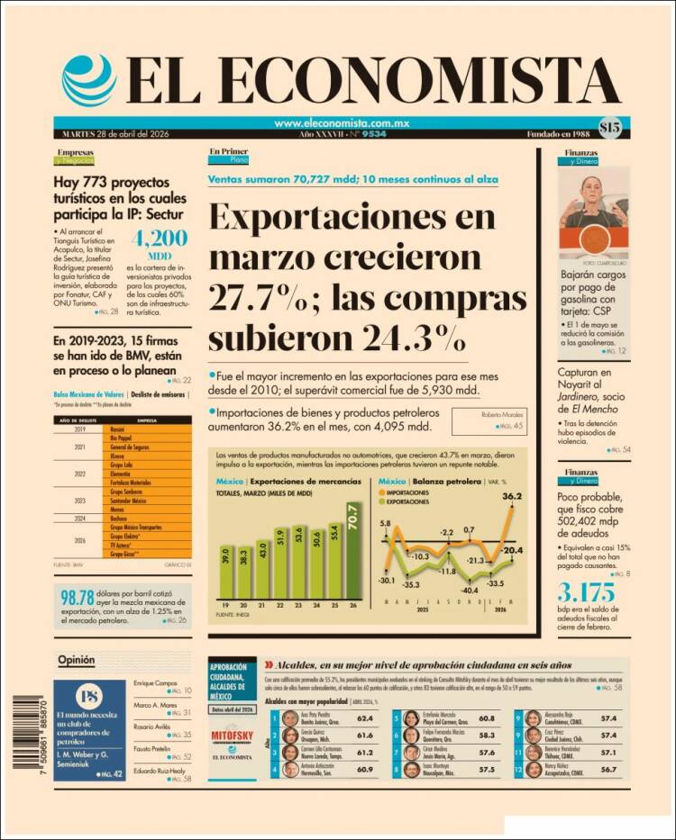 Portada de El Economista (M&eacute;xico)