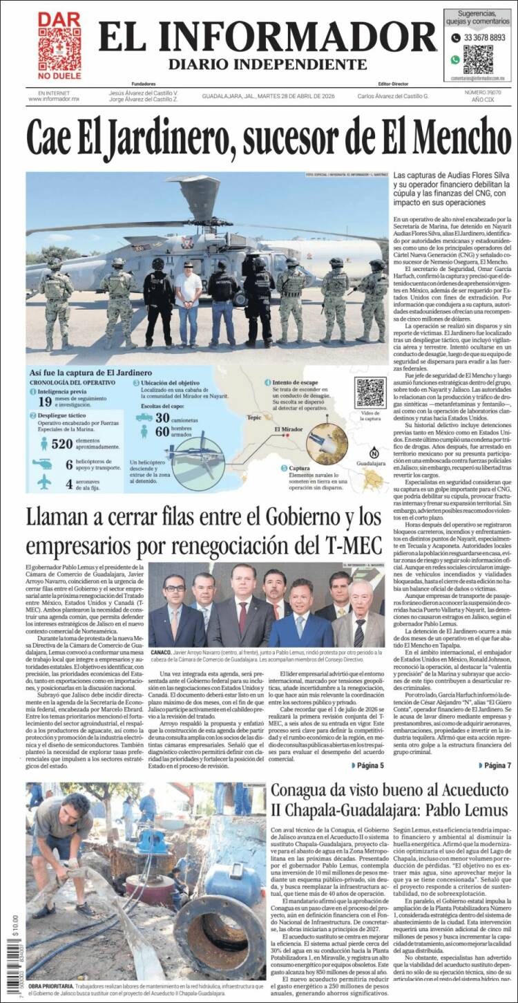 Portada de El Informador (M&eacute;xico)