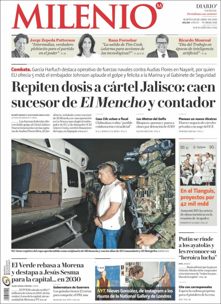 Portada de Milenio (M&eacute;xico)