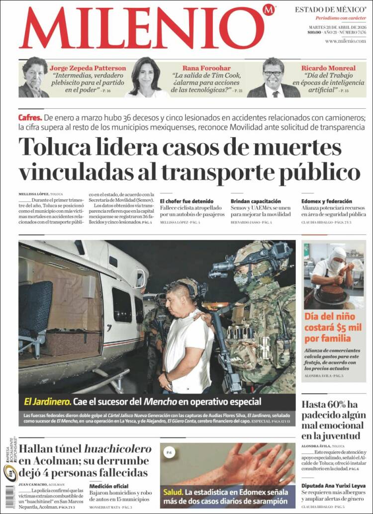 Portada de Milenio - Estado de México (M&eacute;xico)