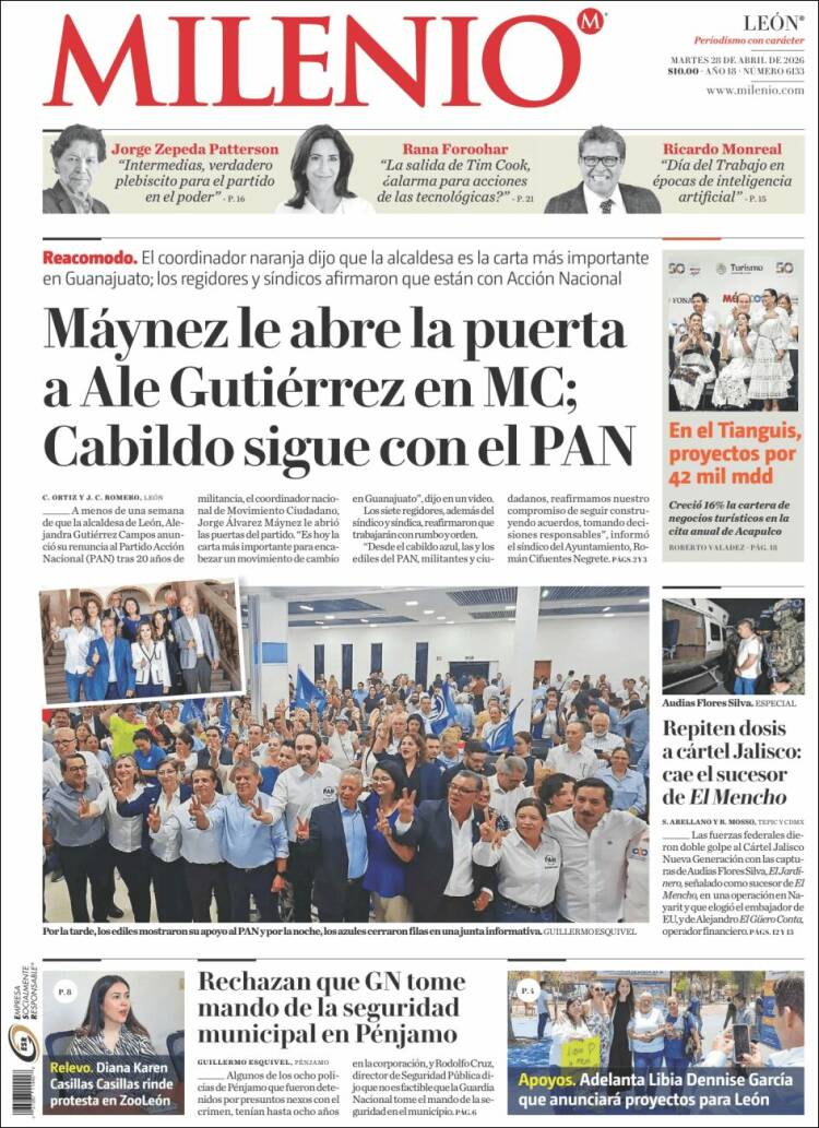 Portada de Milenio de León (M&eacute;xico)