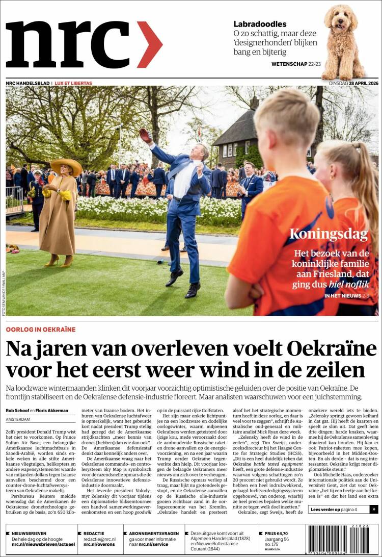 Portada de NRC Handelsblad (Pa&iacute;ses Bajos)