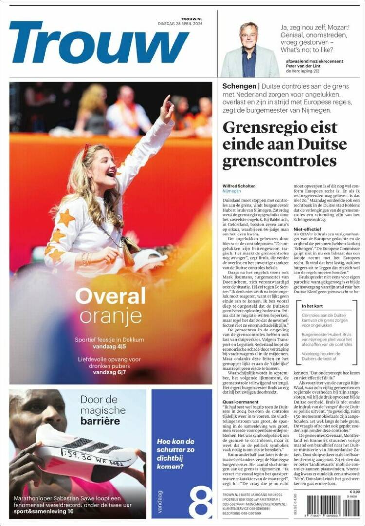 Portada de Trouw (Pa&iacute;ses Bajos)