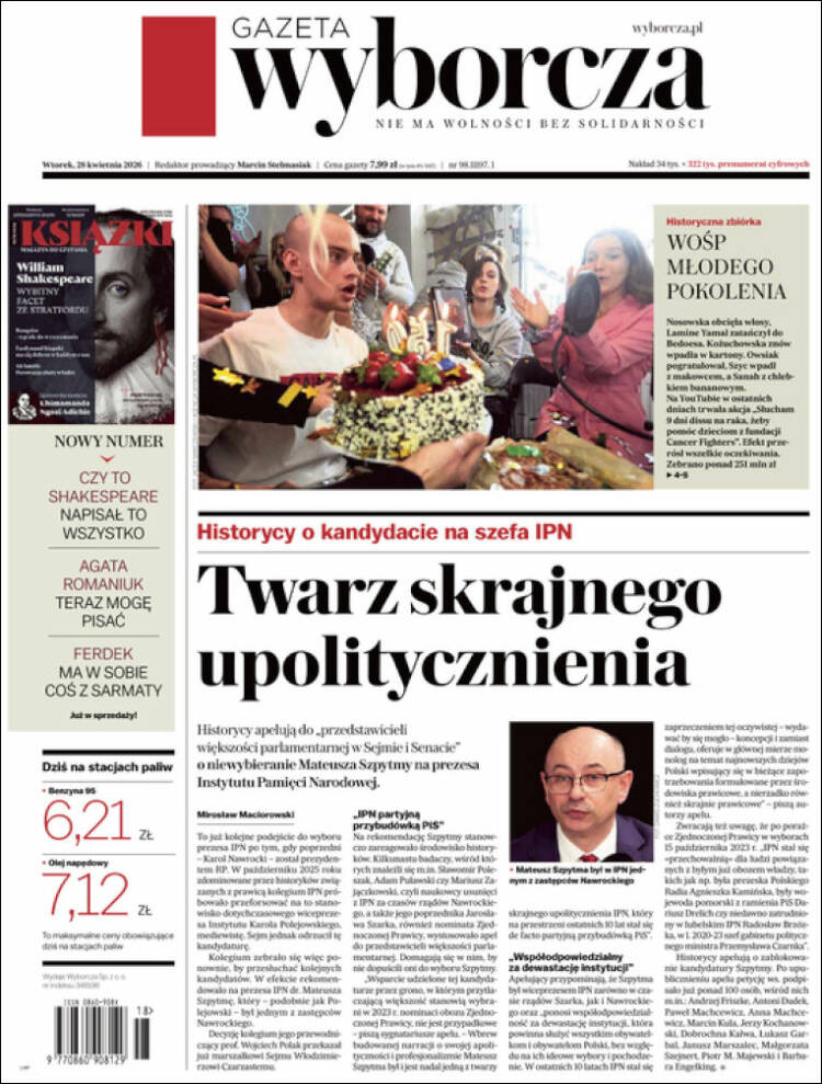 Portada de Gazeta Wyborcza (Polonia)
