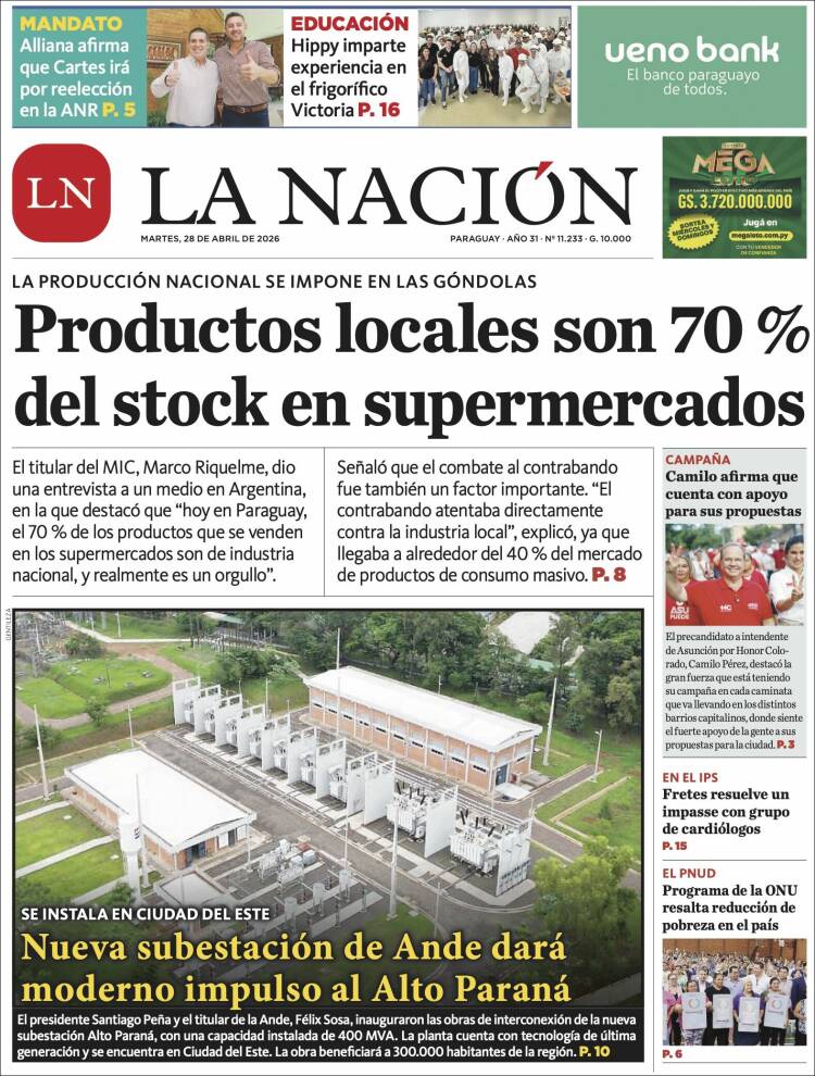 Portada de La Nación (Paraguay)