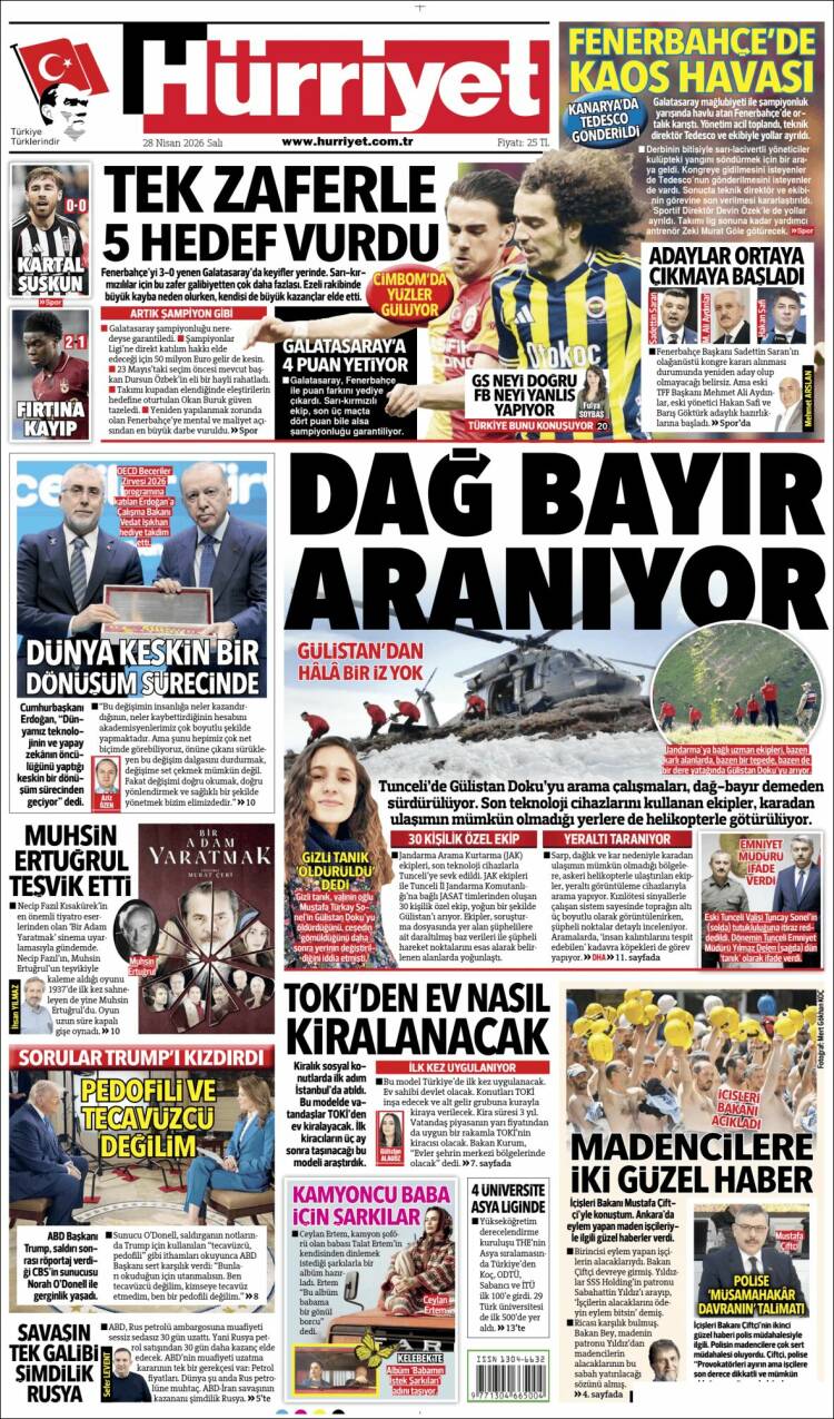Portada de Hürriyet (Turqu&iacute;a)