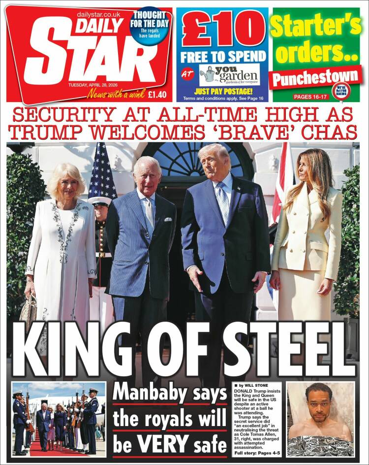 Portada de Daily Star (Reino Unido)