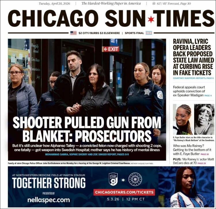 Portada de Chicago Sun-Times (USA)