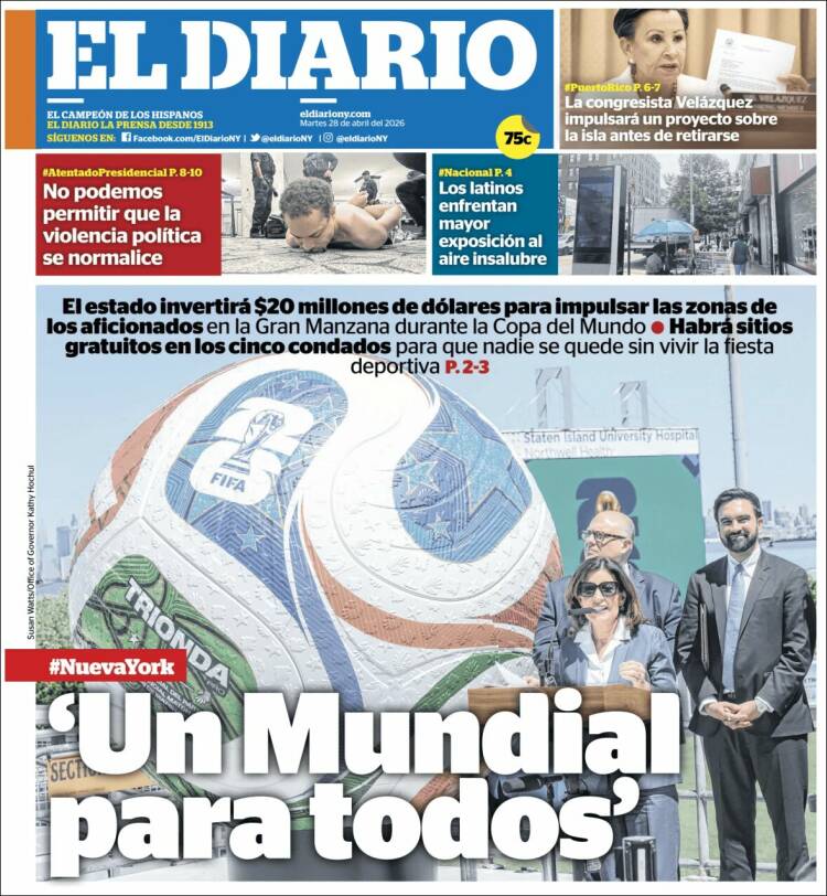 Portada de El Diario NY (USA)