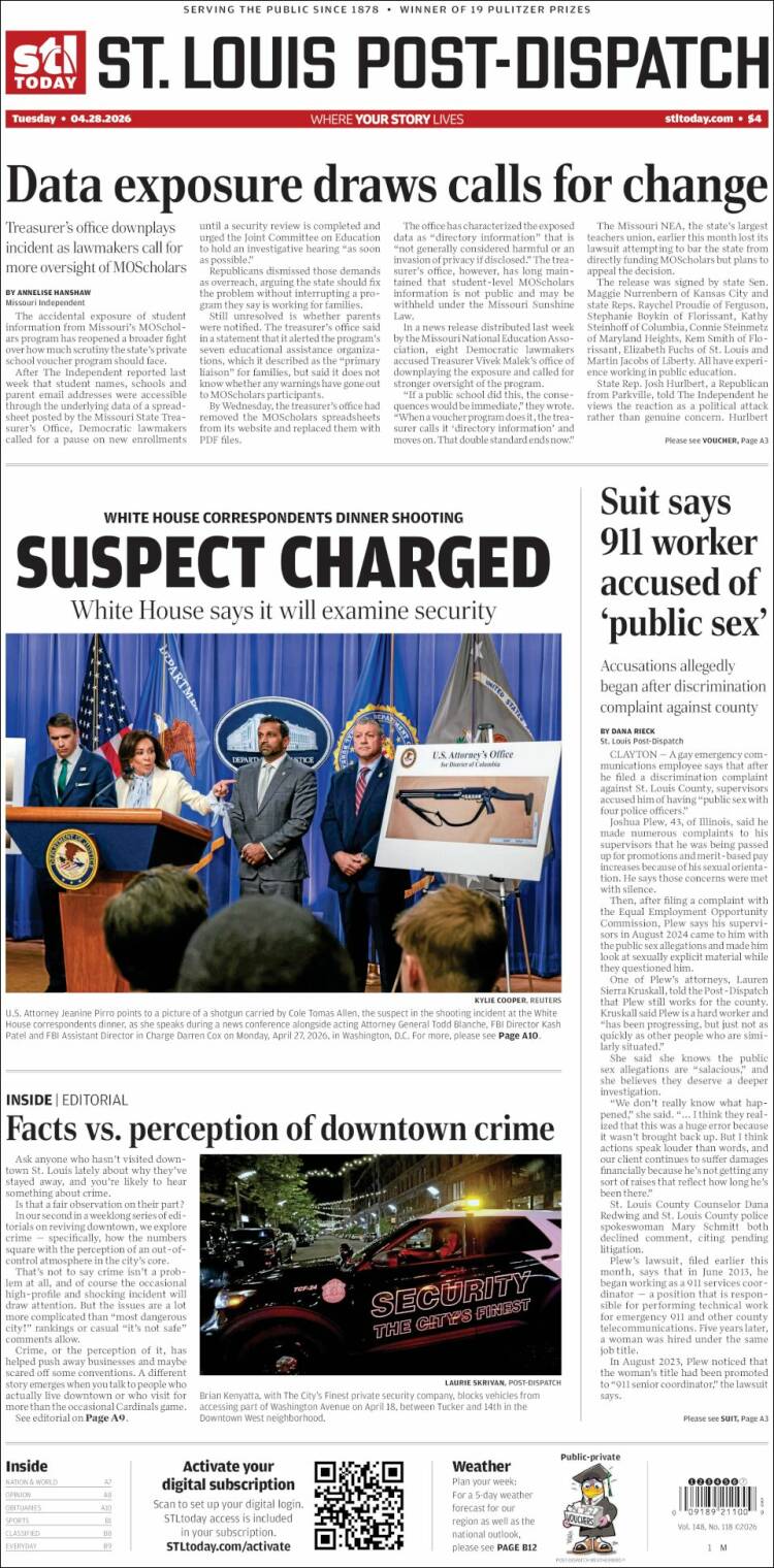 Portada de St. Louis Post-Dispatch (USA)