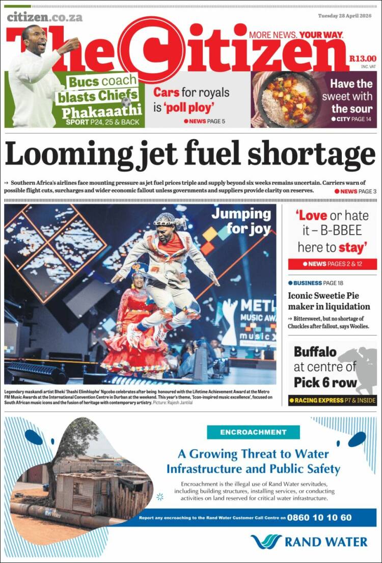 Portada de The Citizen (Sud&aacute;frica)