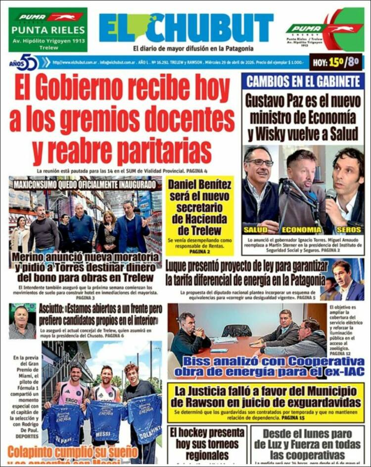 Portada de El Chubut (Argentina)