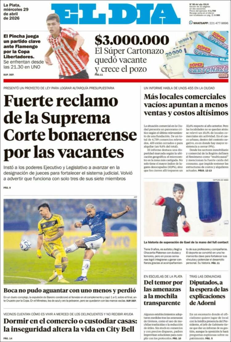 Portada de El Día de la Plata (Argentina)