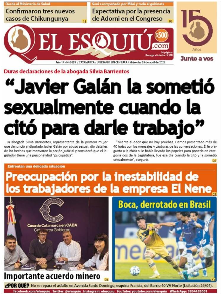 Portada de El Esquiu (Argentina)