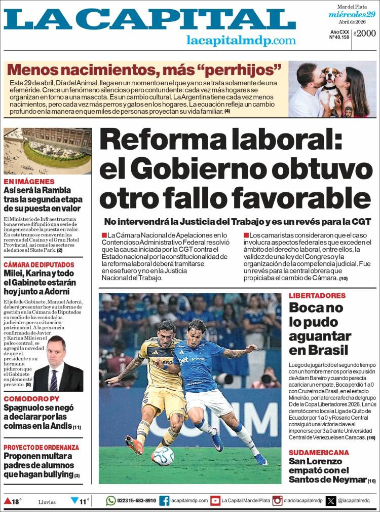 Portada de Diario La Capital - Mar del Plata (Argentina)