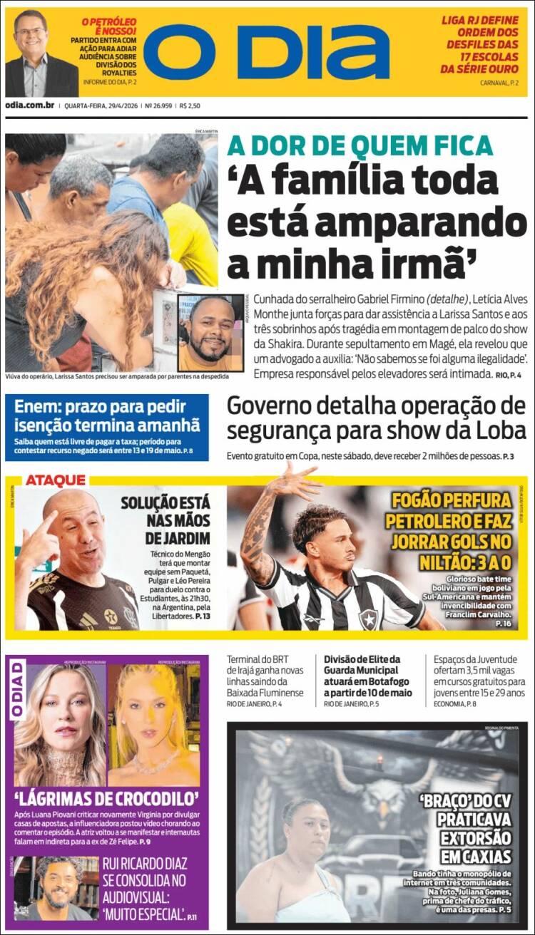 Portada de O Dia (Brasil)