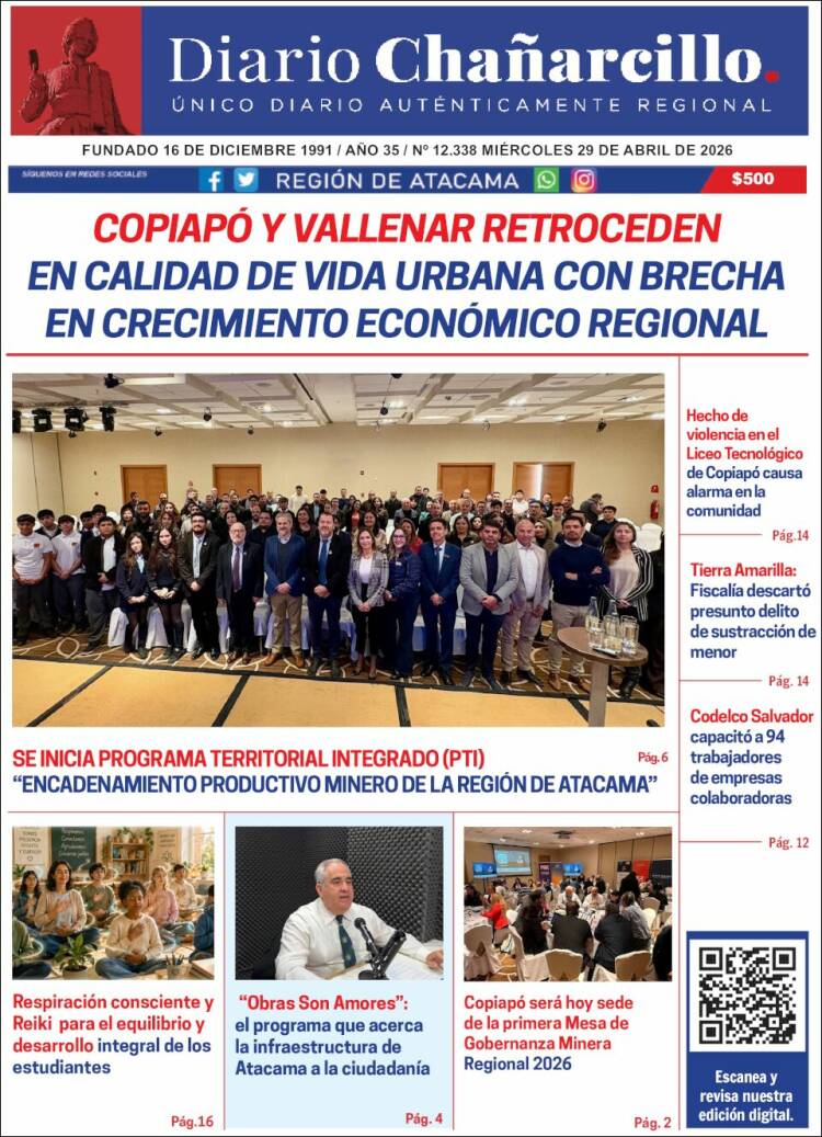 Portada de Diario Chañarcillo (Chile)
