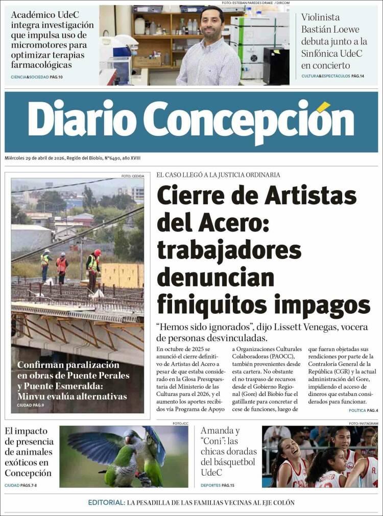 Portada de Diario de Concepción (Chile)