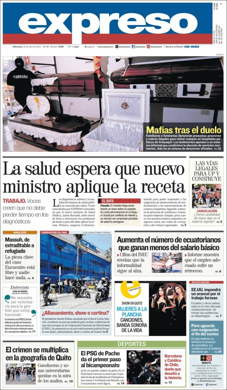 Portada de Expreso (Ecuador)
