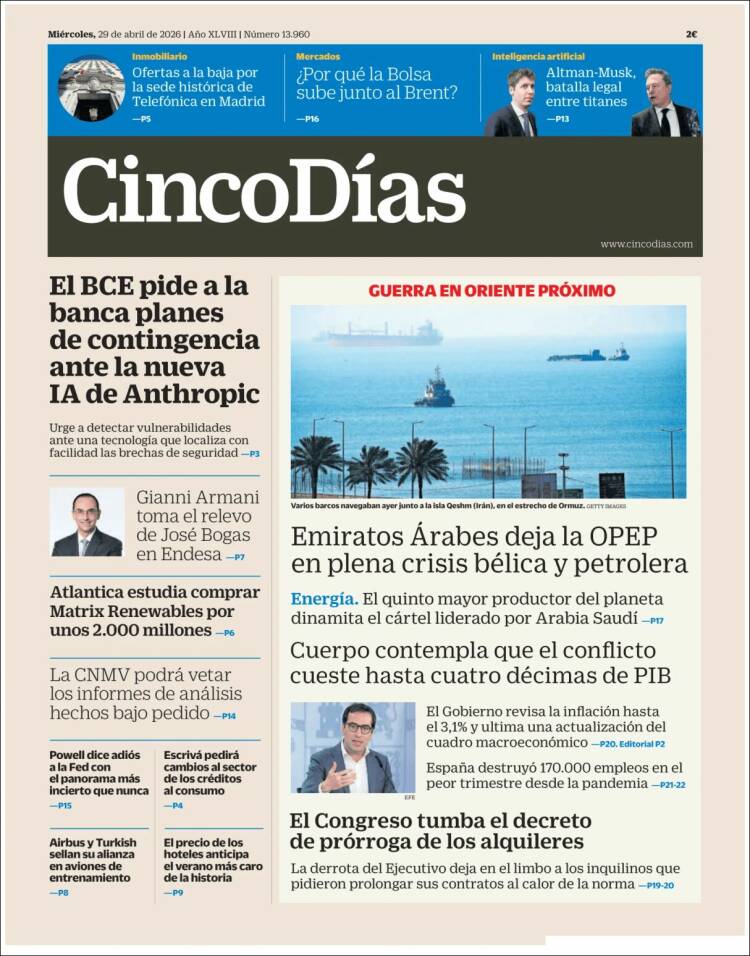 Portada de Cinco Días (Espa&ntilde;a)