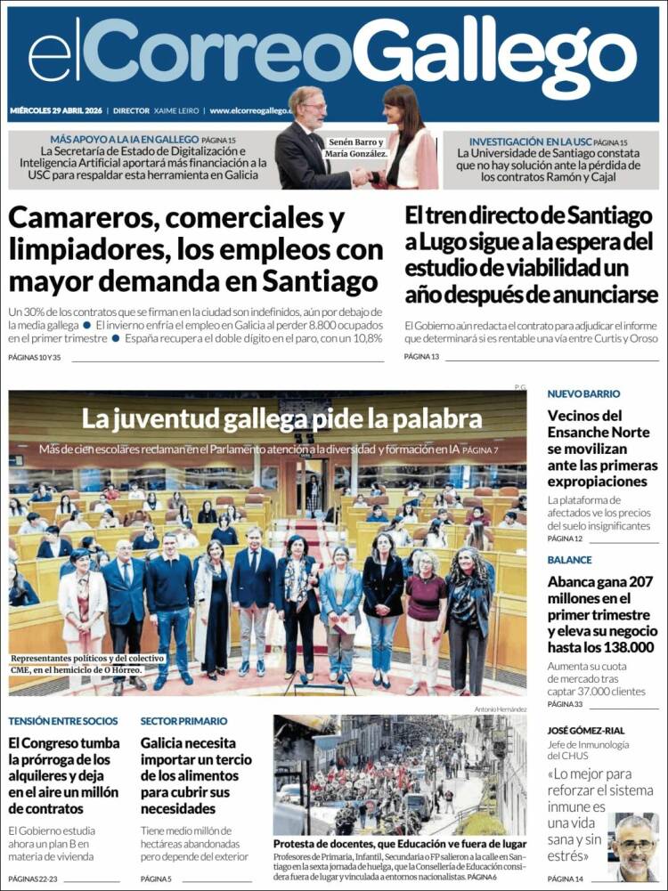 Portada de El Correo Gallego (Espa&ntilde;a)