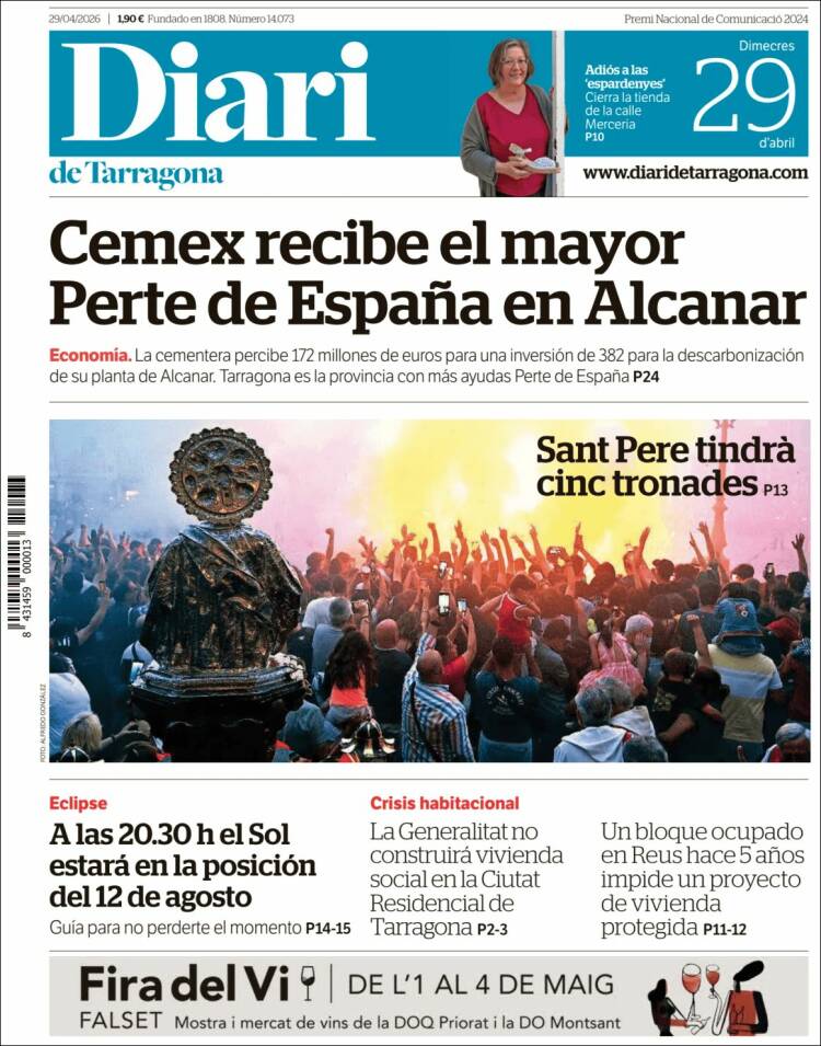 Portada de Diari de Tarragona (Espa&ntilde;a)