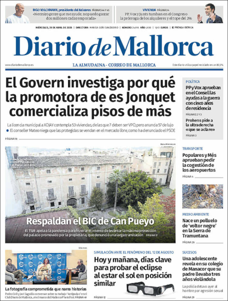 Portada de Diario de Mallorca (Espa&ntilde;a)
