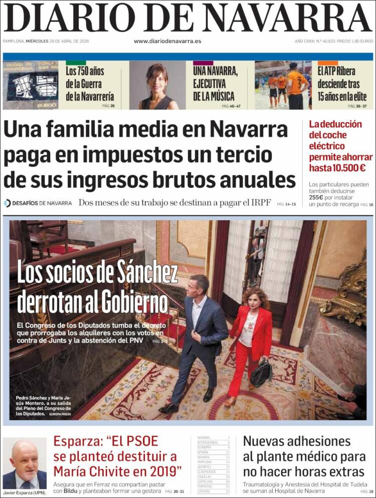 Portada de Diario de Navarra (Espa&ntilde;a)
