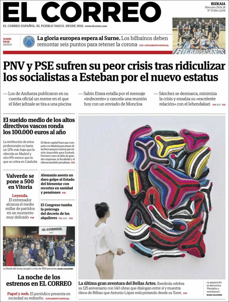 Portada de El Correo (Espa&ntilde;a)