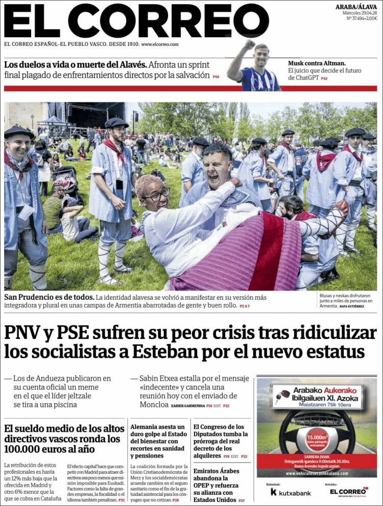 Portada de El Correo - Álava (Espa&ntilde;a)