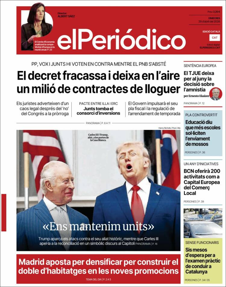 Portada de El Periódico de Catalunya (Espa&ntilde;a)