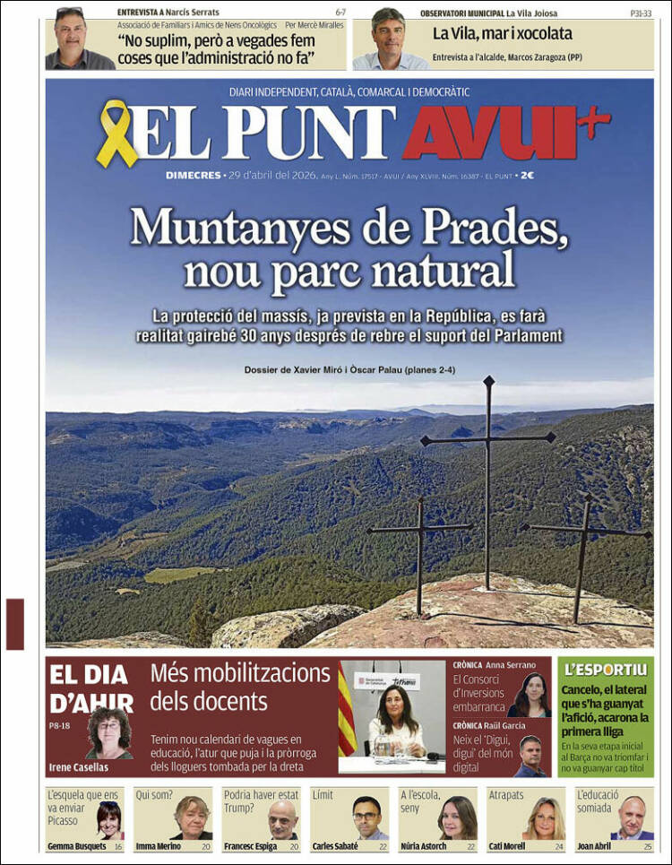 Portada de El Punt Avui (Espa&ntilde;a)