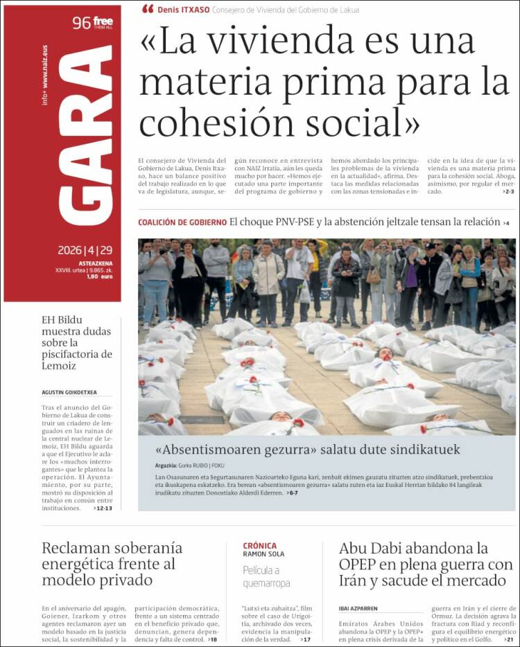 Portada de Gara (Espa&ntilde;a)