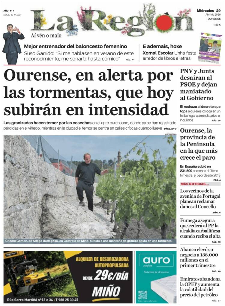 Portada de La Región de Ourense (Espa&ntilde;a)
