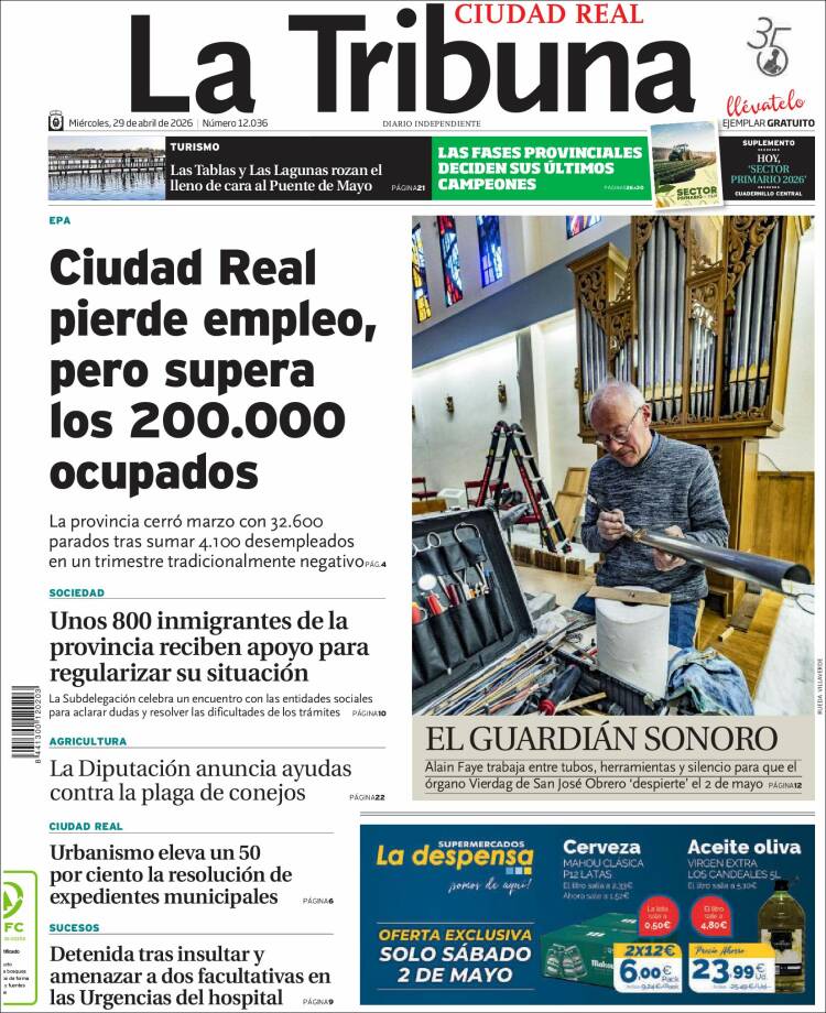 Portada de La Tribuna de Ciudad Real (Espa&ntilde;a)