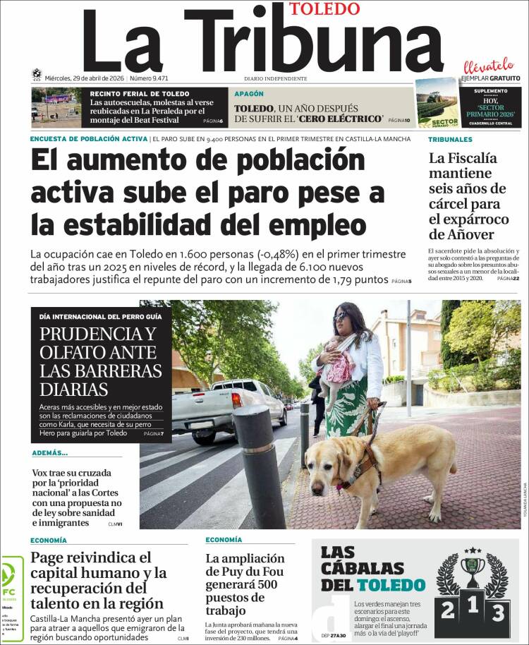Portada de La Tribuna de Toledo (Espa&ntilde;a)