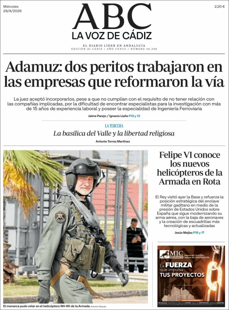 Portada de La Voz de Cádiz (Espa&ntilde;a)