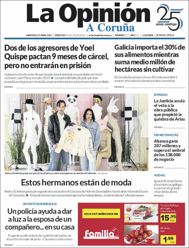 Portada de La Opinión de A Coruña (Espa&ntilde;a)