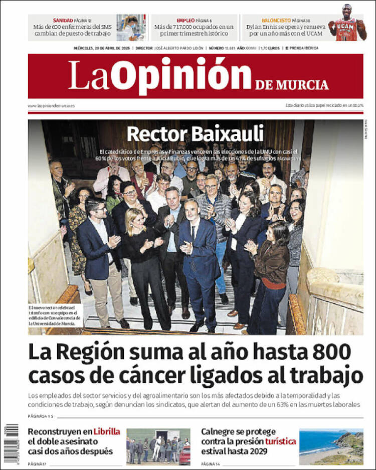 Portada de La Opinión de Murcia (Espa&ntilde;a)