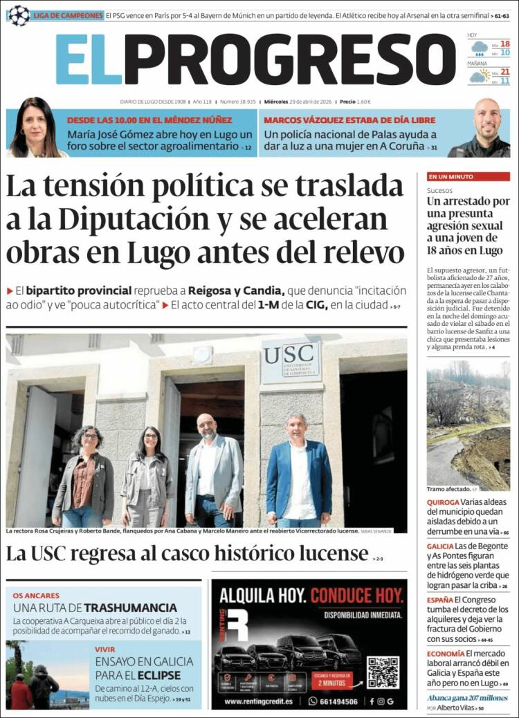 Portada de El Progreso (Espa&ntilde;a)