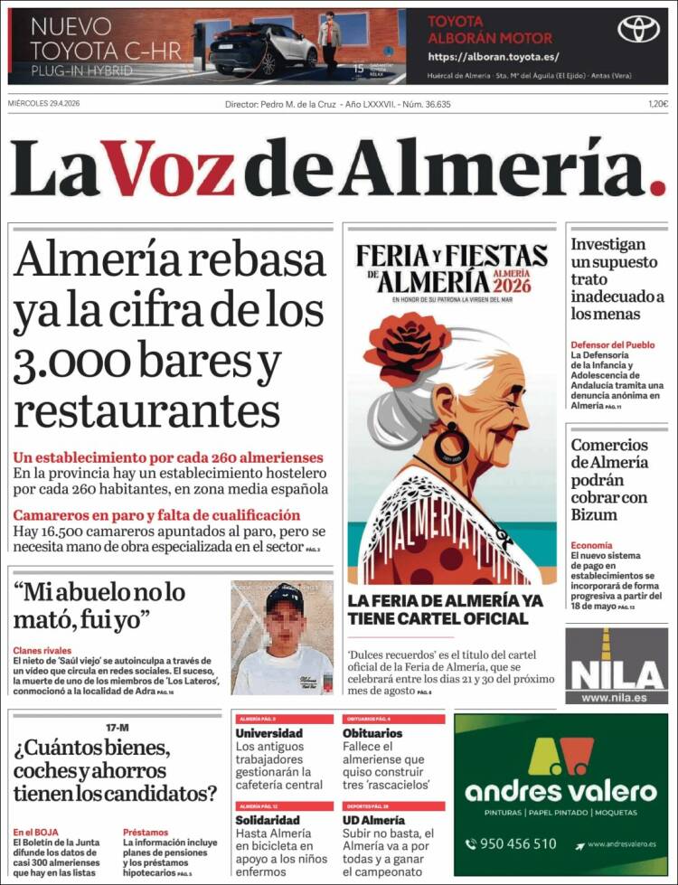 Portada de La Voz de Almería (Espa&ntilde;a)