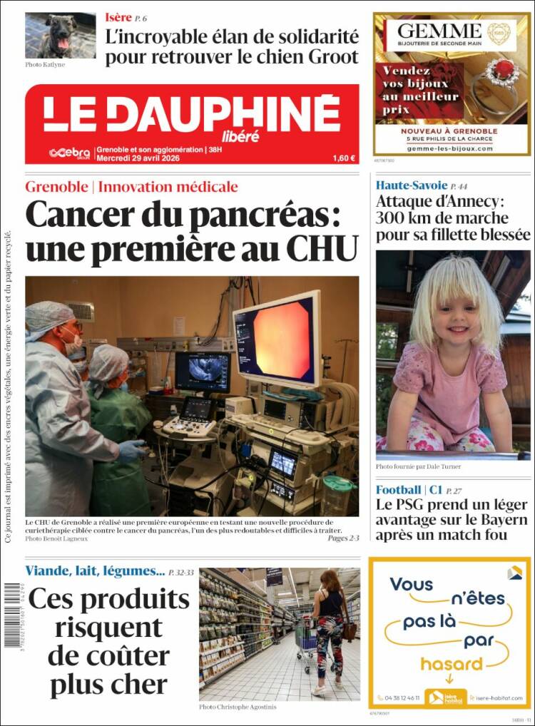 Portada de Le Dauphiné Libéré (Francia)