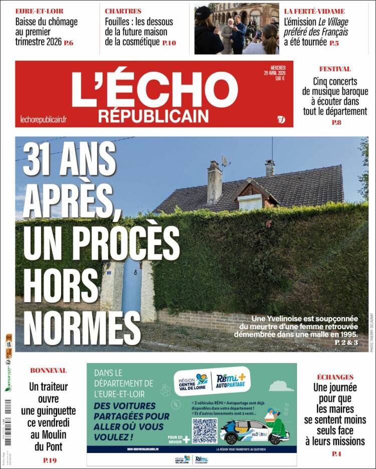 Portada de L'Echo Républicain (Francia)