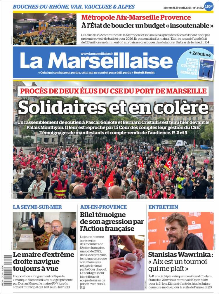 Portada de La Marseillaise (Francia)