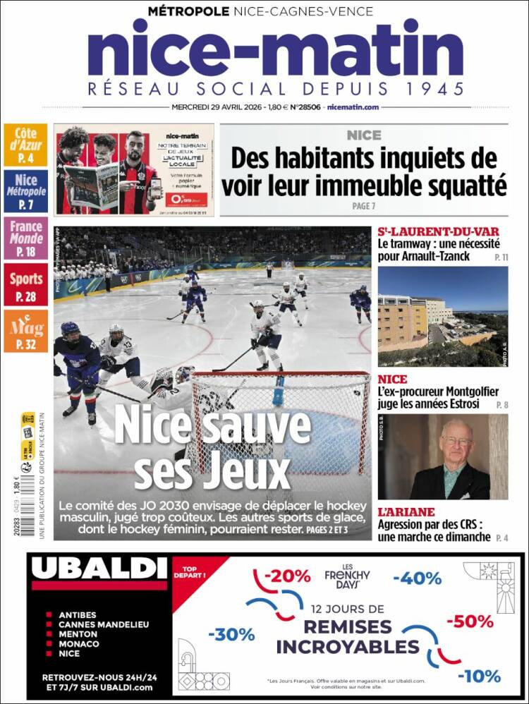 Portada de Nice-Matin (Francia)