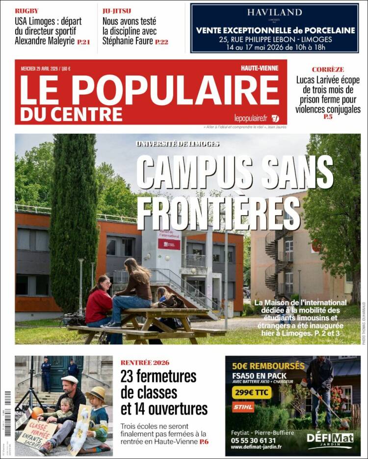Portada de Le Populaire du Centre (Francia)