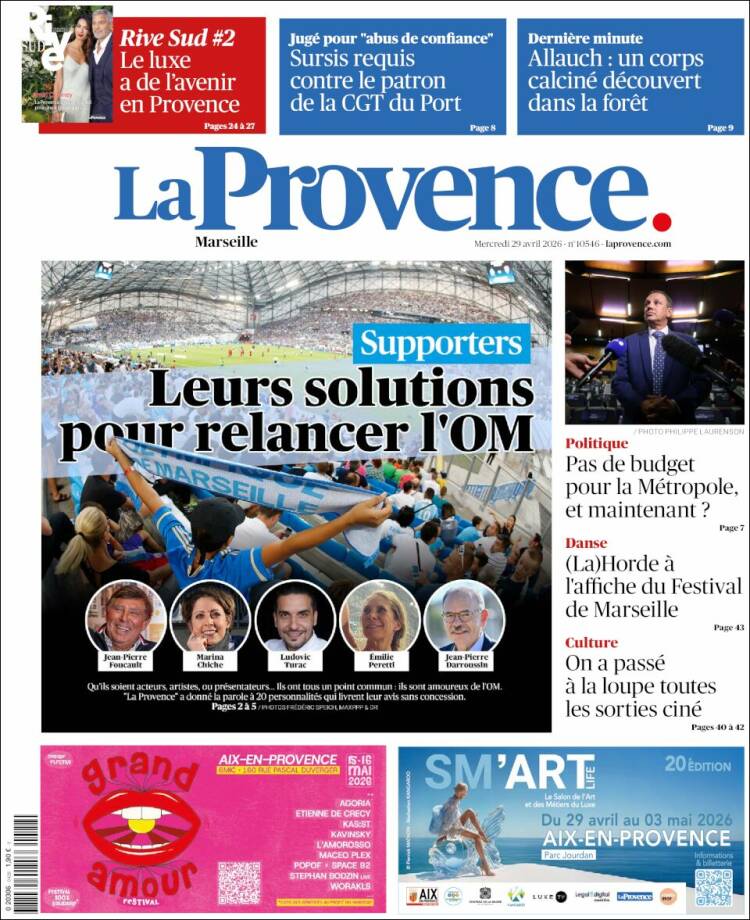 Portada de La Provence (Francia)